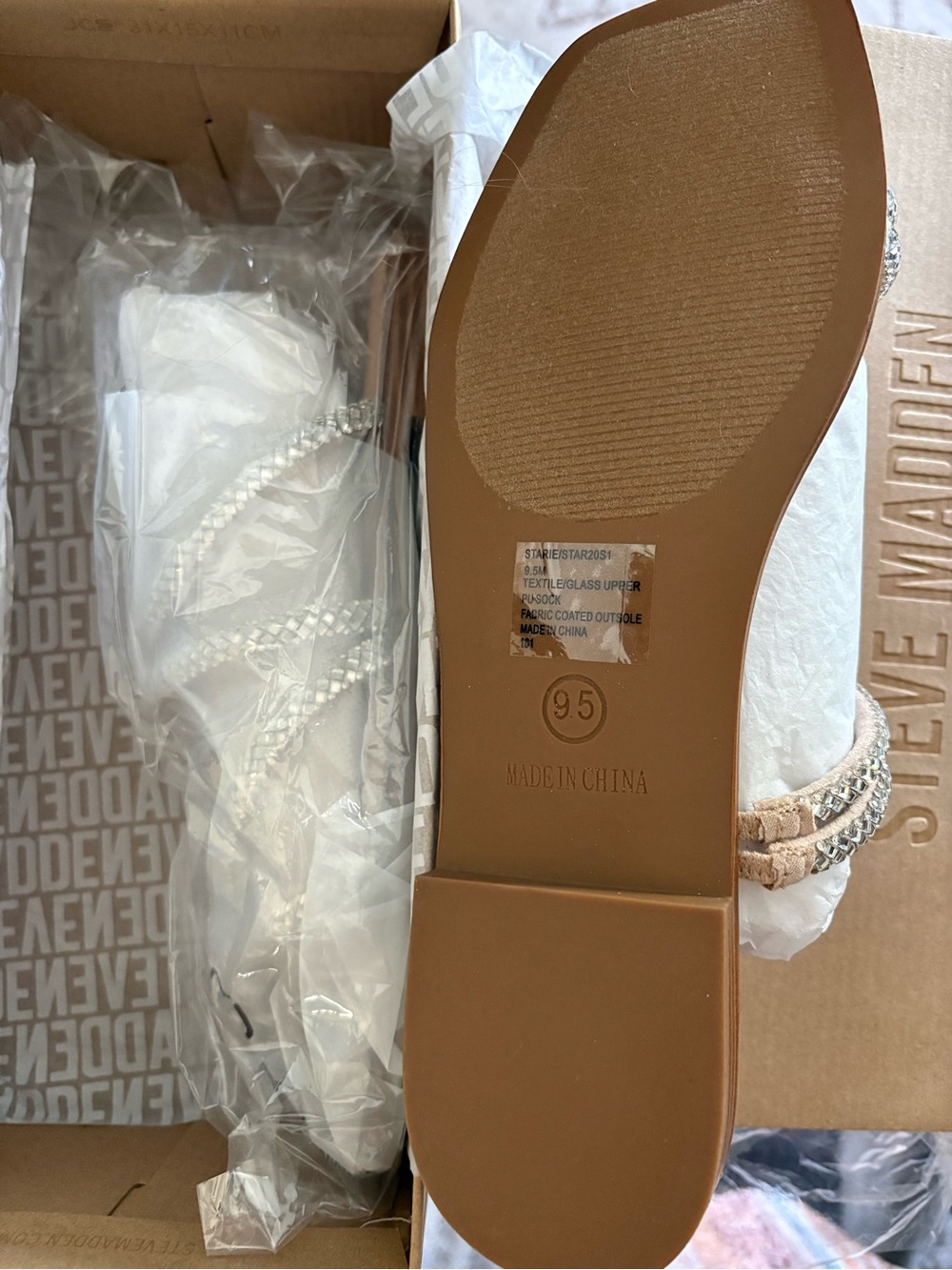 Steve Madden Nude Crystal-Embellished Double Strap Slide Mules - Picture 5 of 10